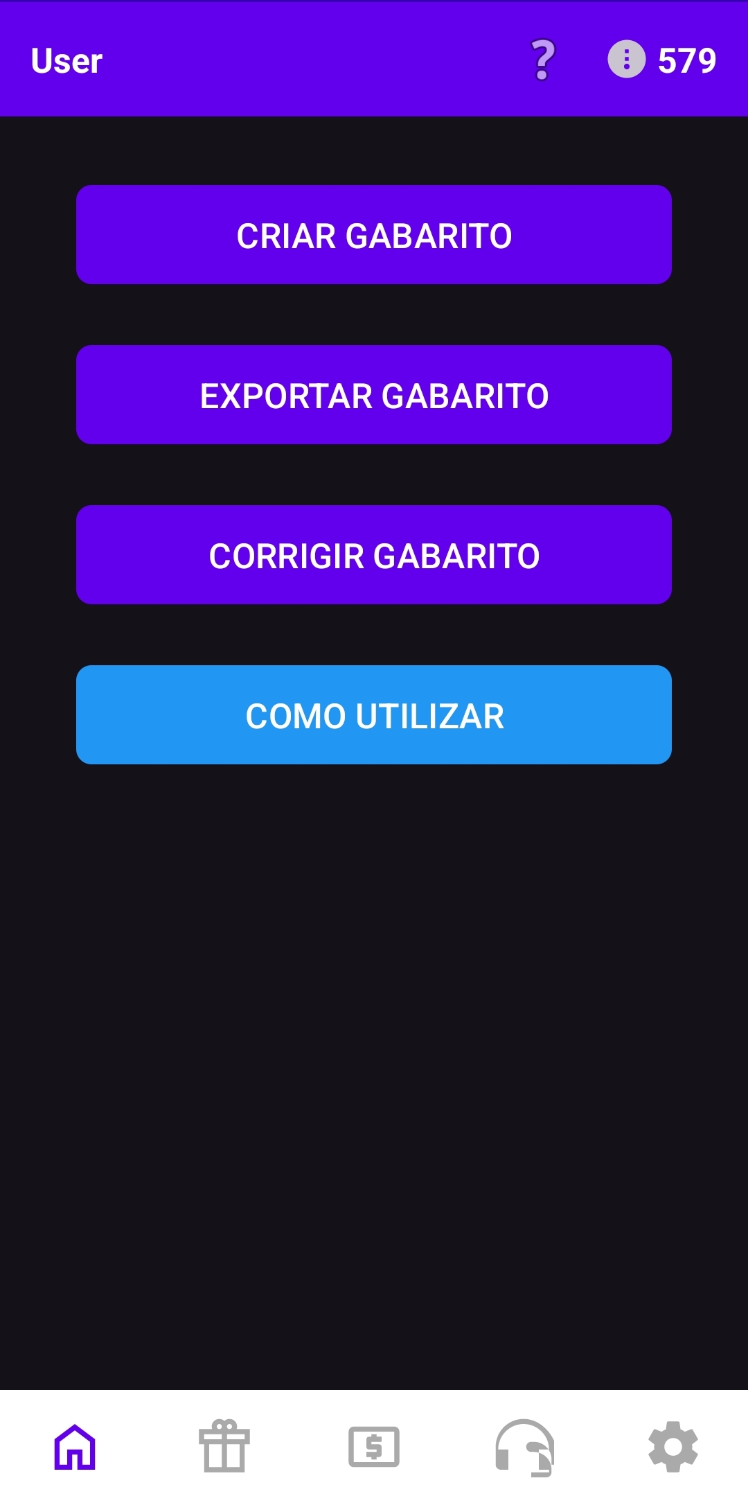 Tela principal do app